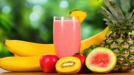 Refreshing tropical fruit smoothie with fresh fruits and vibrant colors