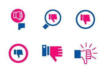 Dislike Icons in Flat Style – Vector Thumbs Down Design

