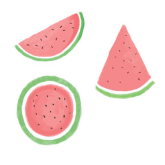 hand-drawn watercolor of watermelon slices