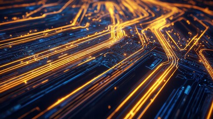 Abstract technology background with glowing circuit patterns