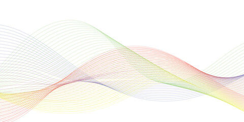 Abstract modern colorful wavy stylized blend liens gradient background. Blending gradient colors. Digital frequency track equalizer. Colorful shiny and smooth blend lines background. 