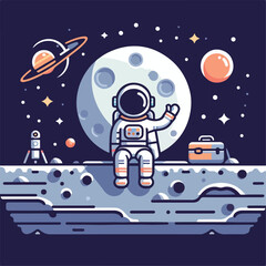 Naklejka premium vector image of astronaut in space