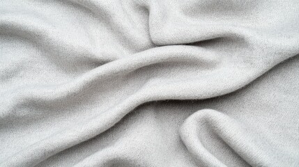 Fototapeta premium Soft light gray fabric texture with gentle wrinkles and waves