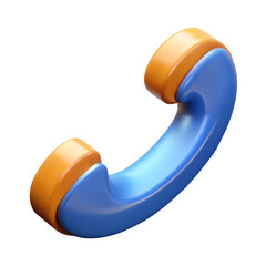 3D Plastic Telephone Handset Icon Transparent Background

