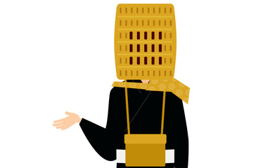 Simple illustration of a buddhist monk talking