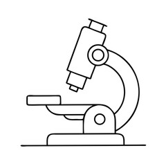 Scientific microscope illustration in line art style  