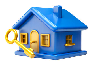 3d toy house isolated on white background or transparent background, 3d home cutout