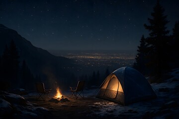 camping in the mountains