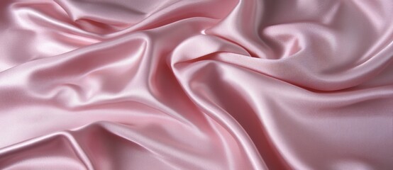 Obraz premium A delicate pink silk fabric with a soft, crumpled texture and a subtle pastel beige hue provides a stunning backdrop for a wedding, complete with ample copy space
