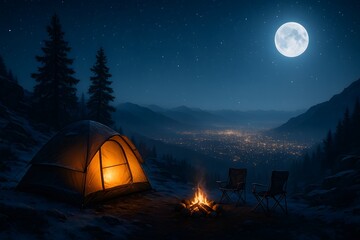 camping at night