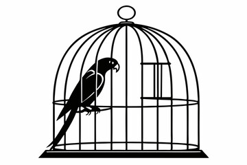 parrot cage silhouette black vector