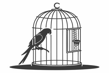 parrot cage silhouette black vector