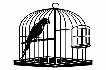 parrot cage silhouette black vector