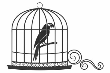 parrot cage silhouette black vector