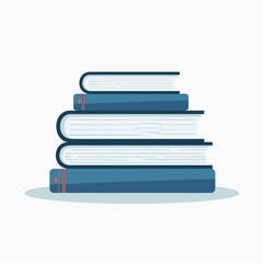 Stack of blue books in a minimalist style on a plain background  