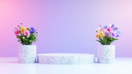 Obraz premium Abstract floral display on a marble podium