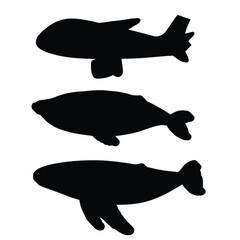 Minimalist Ocean Creatures Silhouettes – Black and White Marine Life Vector Illustrations

