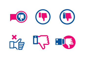 Dislike Icons in Flat Style – Vector Thumbs Down Design

