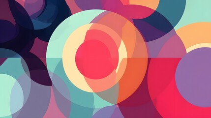 Obraz premium Multicolored overlapping circles create a vibrant abstract design.
