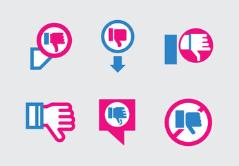 Feedback Icons Pack – Thumbs Down, Rejection, and Disapproval

