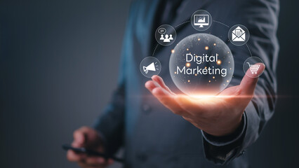 Close-up of digital marketing expert working with analytics and e-commerce strategy. Perfect for digital marketing, social media ads, and marketing data visuals.