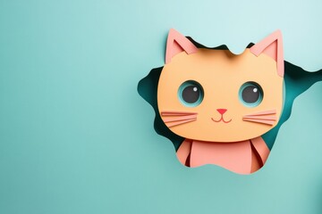 Obraz premium abstract background made from paper cut. Copy space over paper and blank space area for mockup or overlying text. paper layer shape are cute cat head