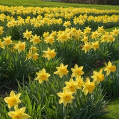 Obraz premium daffodils in the garden, yellow daffodils in the garden