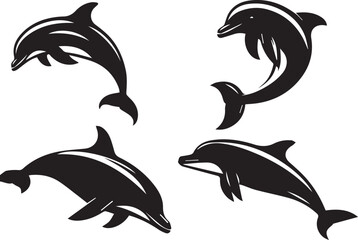 Dolphin silhouette vector EPS SET