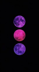 Obraz premium Triple moon, night sky, vertical alignment, cosmic, phone wallpaper