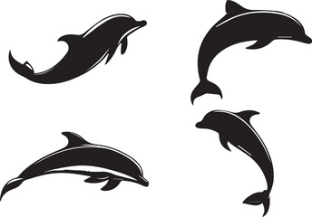 Dolphin silhouette vector EPS SET
