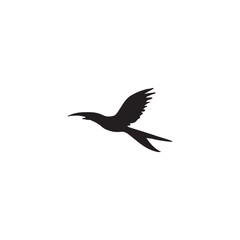 Flying bird silhouette logo. Elegant and dynamic black bird design with spread wings, perfect for freedom-themed branding, nature projects, spiritual logos, aviation, wildlife, or vintage-style emblem