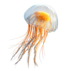 Shimmering jellyfish png glowing marine animal png underwater creature png bioluminescent jellyfish png ocean life png transparent body png sea wildlife png aquatic elegance png white background image