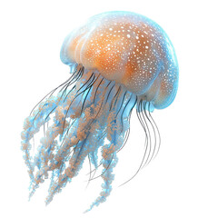 Shimmering jellyfish png glowing marine animal png underwater creature png bioluminescent jellyfish png ocean life png transparent body png sea wildlife png aquatic elegance png white background image