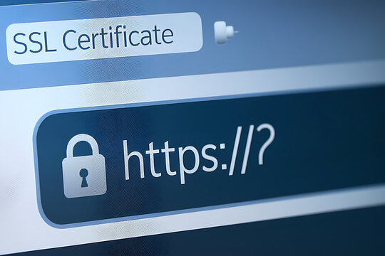 SSL Secure Connection: Close-Up of Browser Window with Lock Icon for HTTPS Encryption and Cybersecurity, ssl lock, ssl padlock, website design, ssl badge, ssl shield, Https, TLS, SSL certificate	
