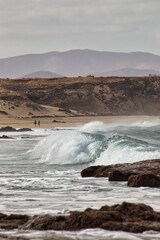 Waves Crashing on the Rocky Shore of Fuerteventura