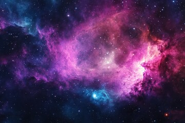 Naklejka premium Vibrant nebula with swirling clouds and distant stars in the cosmos