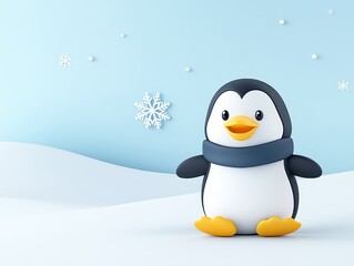Obraz premium Cute penguin in winter scene (1)