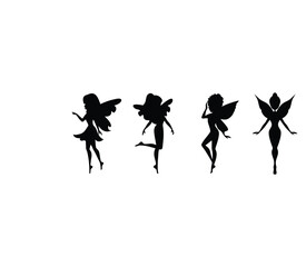 Set of Cute Fairy Silhouettes - Minimalistic Vector Illustration Collection.