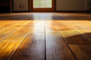 Detailed View of Wooden Floor with Sunlight and Shadow in a Room Setting