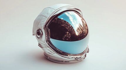 Astronaut helmet with reflective visor isolated on white background