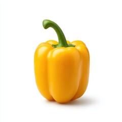 Yellow bell pepper close up photograph isolated on white background