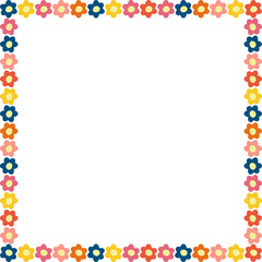 Baby shower frame. Doodle frame with colorful flower template. Cute empty frame box