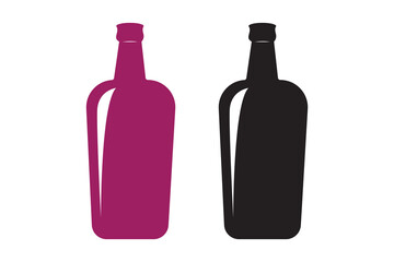 Bottle art silhouettes with white background