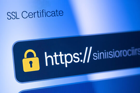 SSL Secure Connection: Close-Up of Browser Window with Lock Icon for HTTPS Encryption and Cybersecurity, ssl lock, ssl padlock, website design, ssl badge, ssl shield, Https, TLS, SSL certificate	
