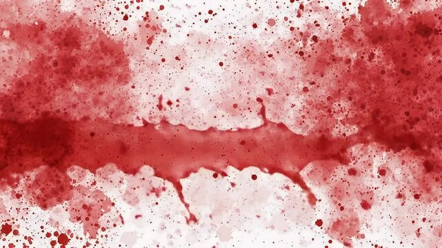 Abstract Red Splatter Video with Watercolor Effect and White Background