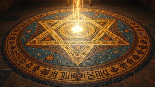 Mysterious symbol hexagram pattern