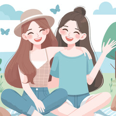 vector image of people embracing happily