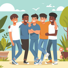 Obraz premium vector image of people embracing happily