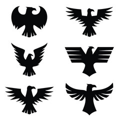Minimalistic Black Eagle Silhouettes - Iconic Vector Design Collection.