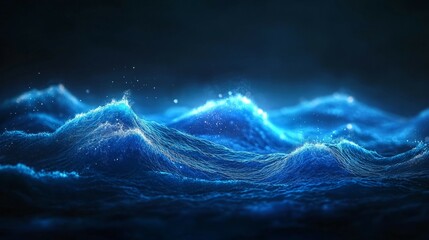 Abstract Blue Particle Wave Background
